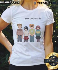 Cute Sex Bob-Omb graphic on Skycaelo Scott Pilgrim ladies tee, perfect for fans of the iconic video game series.