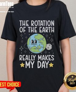 Womens cute tee featuring a fun design of the Earths rotation, perfect for casual wear and expressing your love for science.