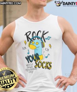 Support World Down Syndrome Day with this cute 'Rock Your Socks' tank top, promoting awareness and inclusion.