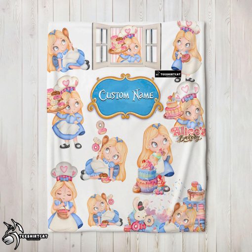 Disney Alice Baking Alice In Wonderland Cake Blanket Fleece Customized Blanket