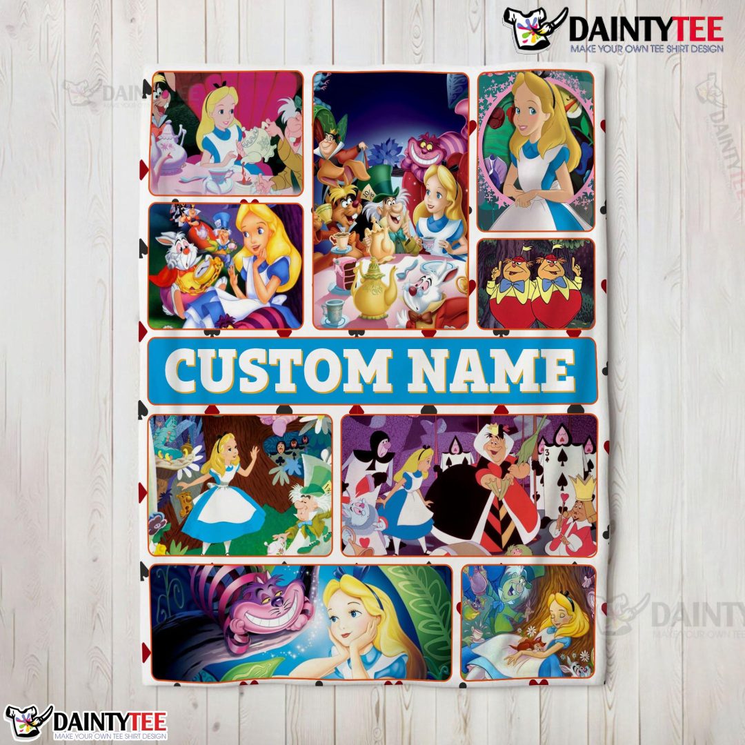 Disney Alice In Wonderland Adventure Collage Blanket Fleece Customized Blanket Disney Alice In Wonderland Adventure Collage Blanket Fleece Customized Blanket