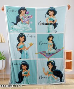Disney Cartoon Aladdin Jasmine Princess Blanket Fleece Customized Blanket