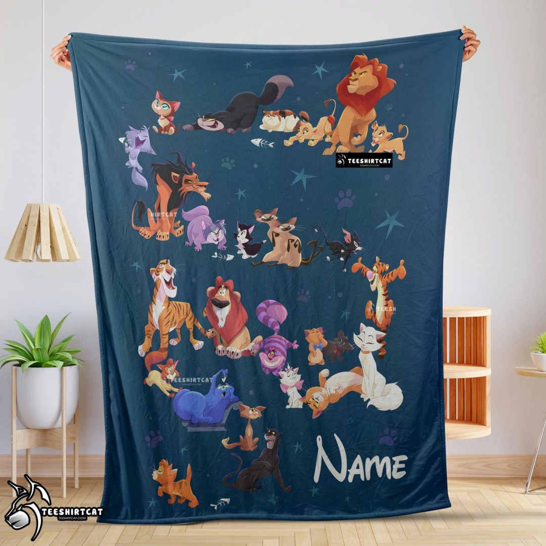 Disney Cartoon All Cats Character Blanket Fleece Customized Blanket
