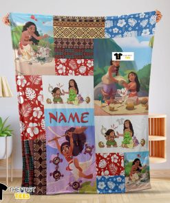 Disney Cartoon Moana Family With Friends Blanket Fleece Customized Blanket