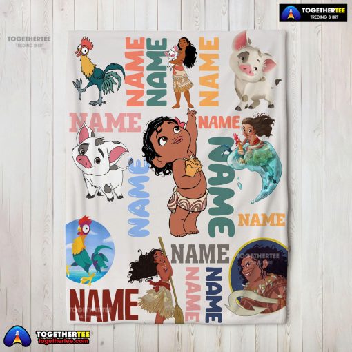 Disney Cartoon Moana With Friends Blanket Fleece Customized Blanket