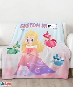 Disney Chibi Aurora Sleeping Beauty Pastel-Colored Blanket Fleece Customized Blanket
