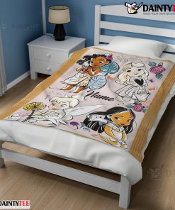 Disney Chibi Moana Alice Tinker Bell Pocahontas Blanket Fleece Customized Blanket