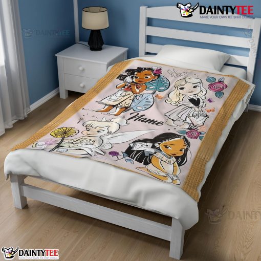 Disney Chibi Moana Alice Tinker Bell Pocahontas Blanket Fleece Customized Blanket