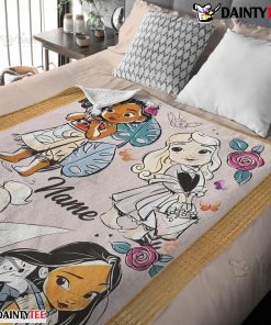 Disney Chibi Moana Alice Tinker Bell Pocahontas Blanket Fleece Customized Blanket