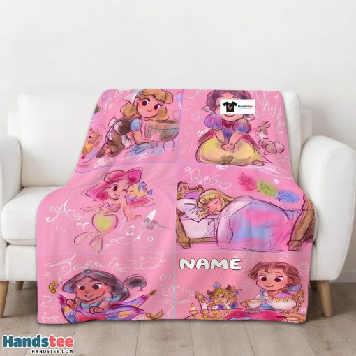 Disney Cute Kids Princess Sketches Blanket Fleece Customized Blanket