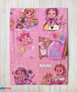 Disney Cute Kids Princess Sketches Blanket Fleece Customized Blanket