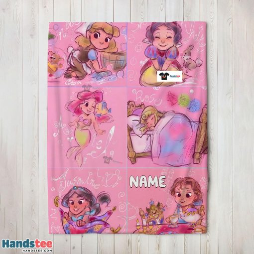 Disney Cute Kids Princess Sketches Blanket Fleece Customized Blanket