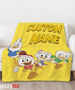 Disney Ducktales Huey Dewey Louie Webby Yellow Cartoon Collage Blanket Fleece Customized Blanket