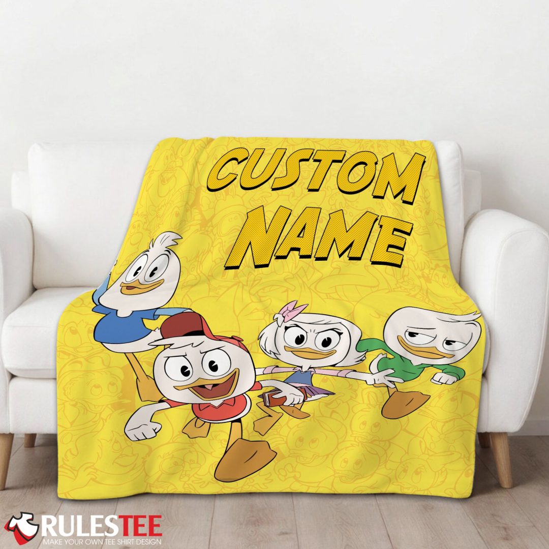 Disney Ducktales Huey Dewey Louie Webby Yellow Cartoon Collage Blanket Fleece Customized Blanket Disney Ducktales Huey Dewey Louie Webby Yellow Cartoon Collage Blanket Fleece Customized Blanket