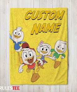 Disney Ducktales Huey Dewey Louie Webby Yellow Cartoon Collage Blanket Fleece Customized Blanket