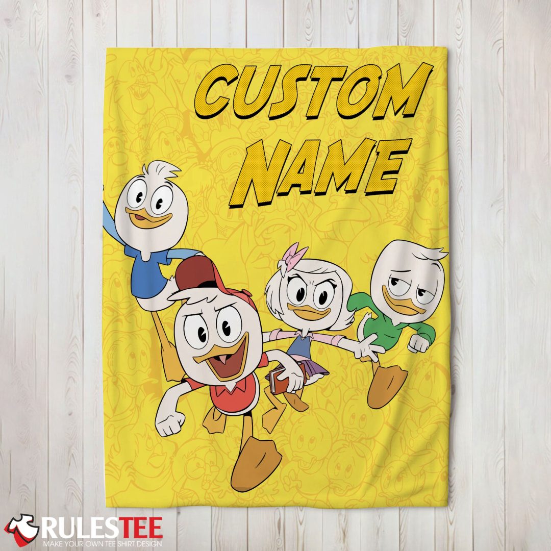 Disney Ducktales Huey Dewey Louie Webby Yellow Cartoon Collage Blanket Fleece Customized Blanket Disney Ducktales Huey Dewey Louie Webby Yellow Cartoon Collage Blanket Fleece Customized Blanket