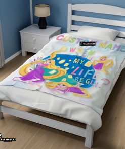 Disney Long Hair Princess Rapunzel Princess Blanket Fleece Customized Blanket