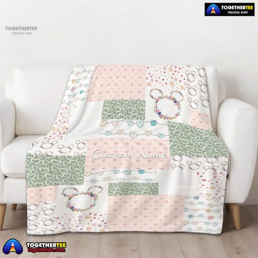 Disney Mickey Logo Heart Texture Blanket Fleece Customized Blanket