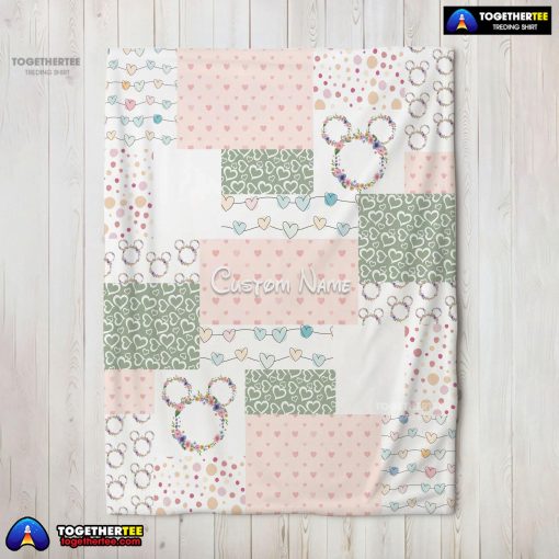 Disney Mickey Logo Heart Texture Blanket Fleece Customized Blanket