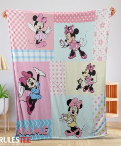 Disney Minnie Mouse Patchwork Pattern Blanket Fleece Customized Blanket
