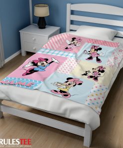Disney Minnie Mouse Patchwork Pattern Blanket Fleece Customized Blanket