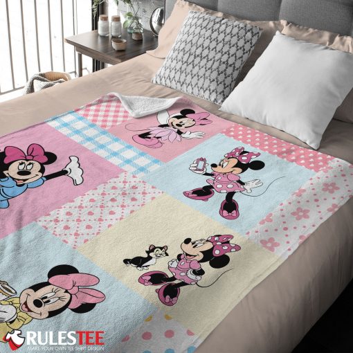 Disney Minnie Mouse Patchwork Pattern Blanket Fleece Customized Blanket