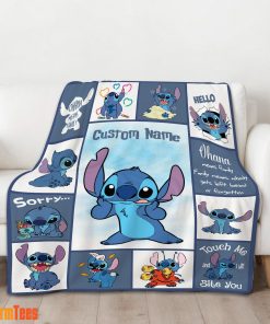 Disney Playful Stitch Collage Blanket Fleece Customized Blanket