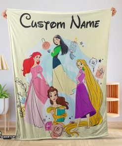 Disney Princess Ariel Mulan Rapunzel Belle Princess Blanket Fleece Customized Blanket