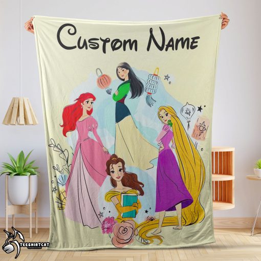 Disney Princess Ariel Mulan Rapunzel Belle Princess Blanket Fleece Customized Blanket