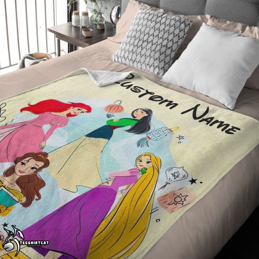 Disney Princess Ariel Mulan Rapunzel Belle Princess Blanket Fleece Customized Blanket