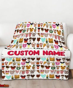 Disney Snack Club Food Pattern Blanket Fleece Customized Blanket