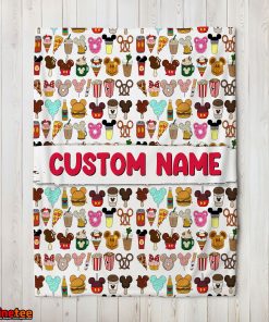 Disney Snack Club Food Pattern Blanket Fleece Customized Blanket