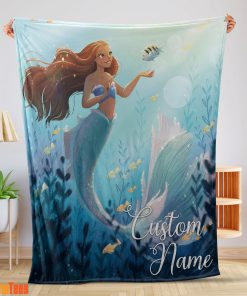 Disney The Little Mermaid Ariel Princess Fleece Family Princess Customized Blanket-mk-01