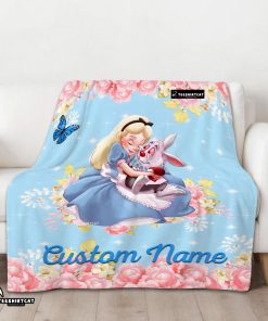 Disney Alice & The White Rabbit Alice In Wonderland Blanket Fleece Customized Blanket