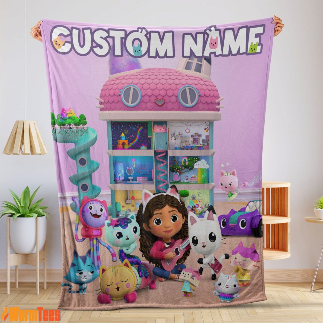 Disney's Gabby's Dollhouse With Our Cute Girl Fleece Customize Blanket-mk-01 Disney's Gabby's Dollhouse With Our Cute Girl Fleece Customize Blanket-mk-01