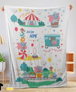 Dumbo Personalized Minky Blanket Circus Elephant Nursery Blanket Fleece Customized Blanket