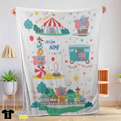 Dumbo Personalized Minky Blanket Circus Elephant Nursery Blanket Fleece Customized Blanket