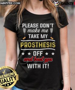 Funny Ampu Humor Tee for ladies featuring quirky leg and arm recovery design, perfect for amputee support and laughs.