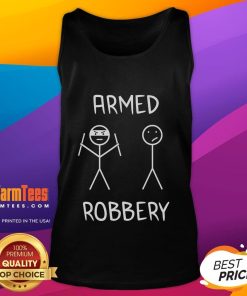 Funny armed robbery stickman in a tank top, showcasing a humorous take on crime with a playful stick figure design.