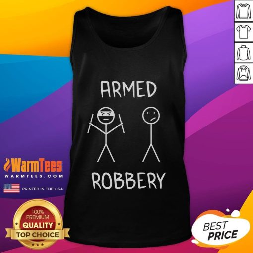 Funny armed robbery stickman in a tank top, showcasing a humorous take on crime with a playful stick figure design.