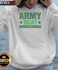 Funny Army Brat Hoodie featuring humorous military-themed graphics, perfect for proud army kids and veterans.