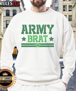 Funny Army Brat Sweatshirt featuring humorous military-themed design, perfect for proud army kids and their families.