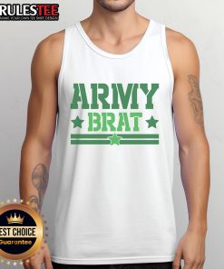 Funny Army Brat tank top featuring a humorous design perfect for military kids and proud families, ideal for casual wear.