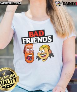 Funny Bad Friends Ladies Tee featuring humorous graphics perfect for casual outings and celebrating friendship.
