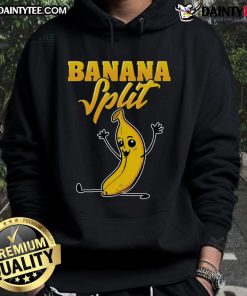Adorable hoodie featuring a funny banana split gymnast pun, perfect for gym lovers and pun enthusiasts.