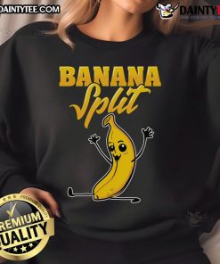 Adorable Funny Banana Split Gymnast Pun Cute Sweatshirt featuring a playful design perfect for gym lovers and pun enthusiasts.
