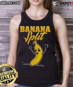 Funny banana split gymnast pun cute tank top design featuring a playful banana and gymnastics theme, perfect for fitness lovers.