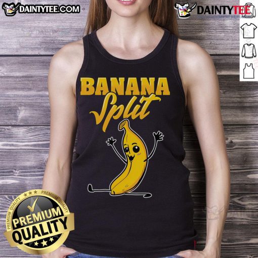 Funny banana split gymnast pun cute tank top design featuring a playful banana and gymnastics theme, perfect for fitness lovers.