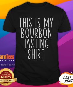Funny Bourbon Lover Cup Shape T-Shirt featuring 'This Is My Bourbon Tasting' design, perfect for bourbon enthusiasts.
