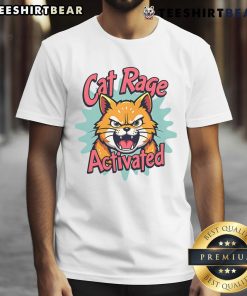Funny cat rage activated angry cat meme T-shirt featuring an irritable cat with a fierce expression, perfect for cat lovers.